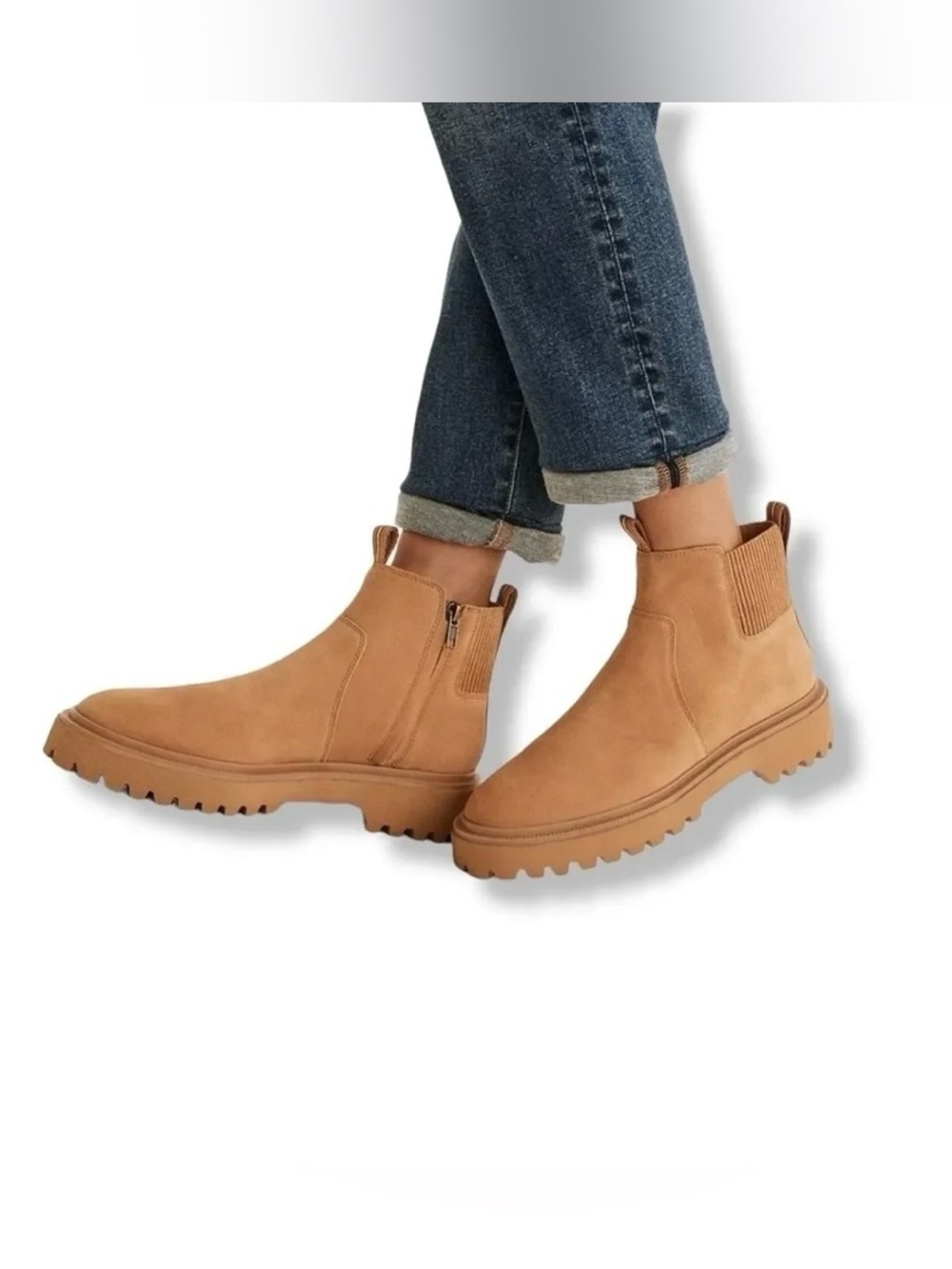 Madewell henry lugsole Tan suede Chelsea boots ankle size 9 us